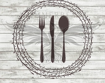 Kitchen SVG Cut File | Silverware Wreath svg | Kitchen Svg | Kitchen sign SVG | Cutting Board svg | Kitchen svg design | Cooking svg