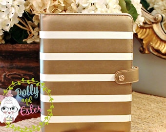 A5 Binder, Gold Stripe Planner Notebook,Personal Sizer Planner Binder, Planner Organizer, Leather Binder, Ring Binder, Planner Organizer