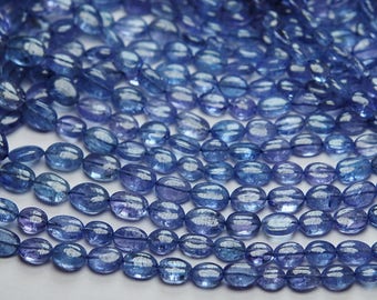 8 Inch Strand,Finest Quality,Natural TANZANITE Smooth Oval Nuggets,5-7mm size
