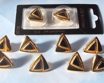 Set of 10 Black and Gold Metal Buttons- (24K gold plated)-( 3/4 inch)-Item# 161