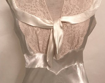 Vintage Ivory Satin Nightgown: By Miss Elaine