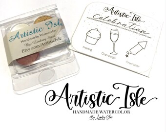 Celebration Set, Travel Palette, watercolor paint, watercolors, watercolor Palette, handmade paint