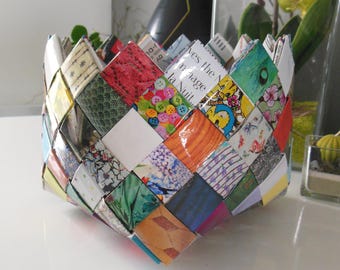 pretty paper basket magazine recycled