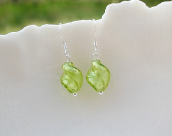 Murano Glass Peridot Twist Earrings