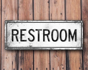 Metal bathroom sign | Etsy