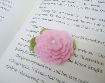 Pink Felt Flower Blossom Hair Clip