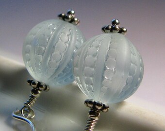 Ghost Lanterns - Pale Blue Vintage Lucite and Sterling Silver Earrings