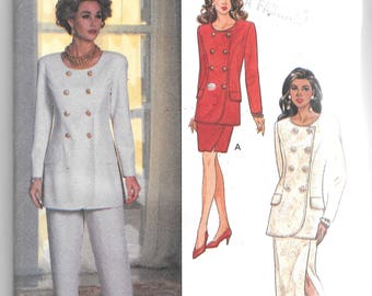 UNCUT Butterick 6414 Double Breasted Top, Pants and Skirt Sewing Pattern Ronnie Heller Size 18 to 22, Bust 40 to 44