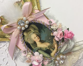 Marie Antoinette Gift Floral Collage Marie ATC ACEO Artist Trading Card Original Art Card Mixed Media ATC