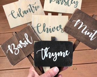 Rustic Herb Markers, herb signs, herb stakes, mint, basil, cilantro, oregano, dill, chives, parsley, rosemary, garden signs, herb markers