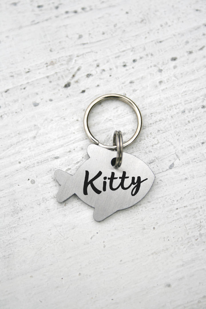 custom two-sides fish id tag for cat gift Customized Pet ID