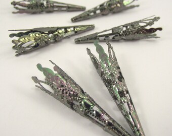 Gunmetal Filigree Bead Cones, 40 mm x 10 mm, 25 Pieces, Gunmetal Bead Cone, Bead Cap