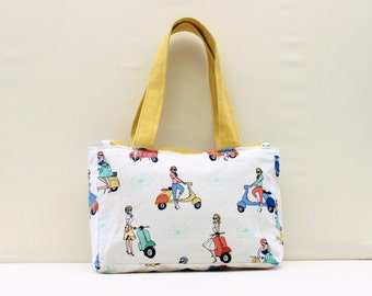 Retro Lady and Scooter Handbag