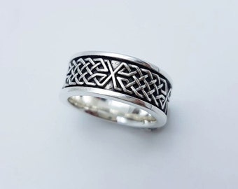 Celtic V.2,Silver Celtic Ring, 925 Sterling Silver,Black