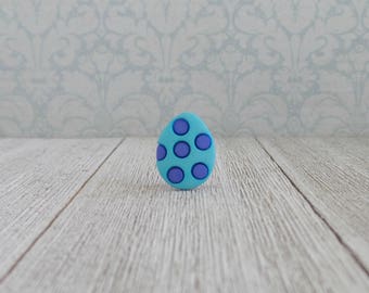 Easter Egg - Polka Dot - Blue and Purple - Decorated Easter Egg - Tie Tack or Lapel Pin