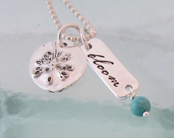 Handcrafted Bloom Charm Necklace with Turquoise
