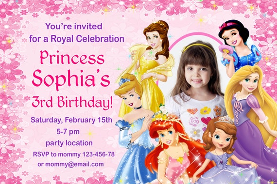 SALE Disney Princess Birthday Invitation Disney Princess