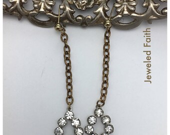 Rhinestone Earrings Vintage Assemblage Earrings Shoulder Dusters long earrings