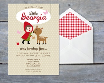 LITTLE Red Riding Hood Birthday Invitation - Print Your Own - Personalized Printable file 7x5