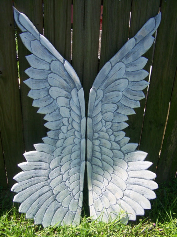 Items Similar To Wood Carved Angel Wings Large And Dramatic Brushed With A Pearl Finish On Etsy