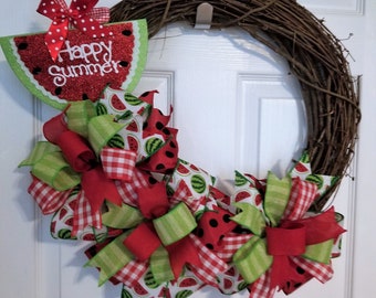 Watermelon Wreath, Summer Wreath, Spring Wreath, Mother's Day, Spring Decor, Grapevine Wreath, Front Door