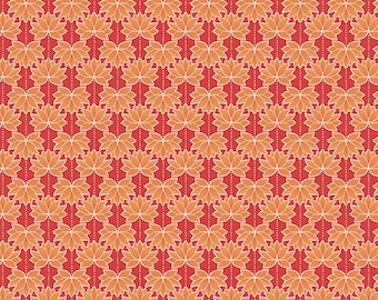 Minshan A119-2 Orange Lotus Flower Lewis & Irene Patchwork Quilting Fabric