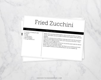 Editable Recipe Card, back and white, 4x6 card, downloadable PDF