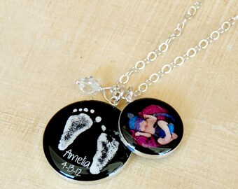 Baby Footprint Necklace - Your Baby's Actual Footprint - Mother's Necklace - Baby Footprints - Baby Feet - Angel Baby - Infant Loss