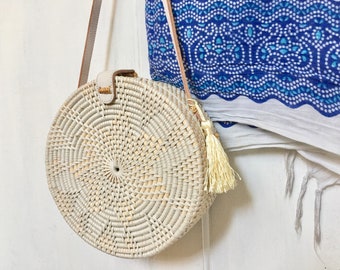 Rattan round bag,Round Rattan Crossbody , Tassel,bolso Ratan