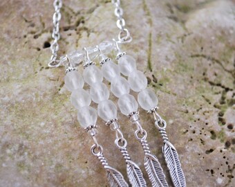 Boho tribal necklace, White beads necklace, Tribal necklace, Hippie arrow necklace, Festival boho necklace