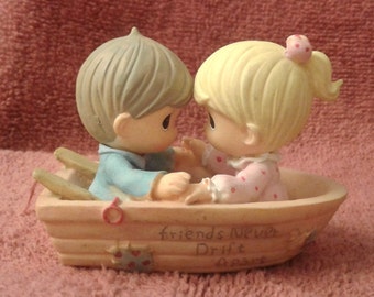 Vintage Precious Moments Ornament - "Friends Never Drift Apart" - Retired 1995 - Missing Mark