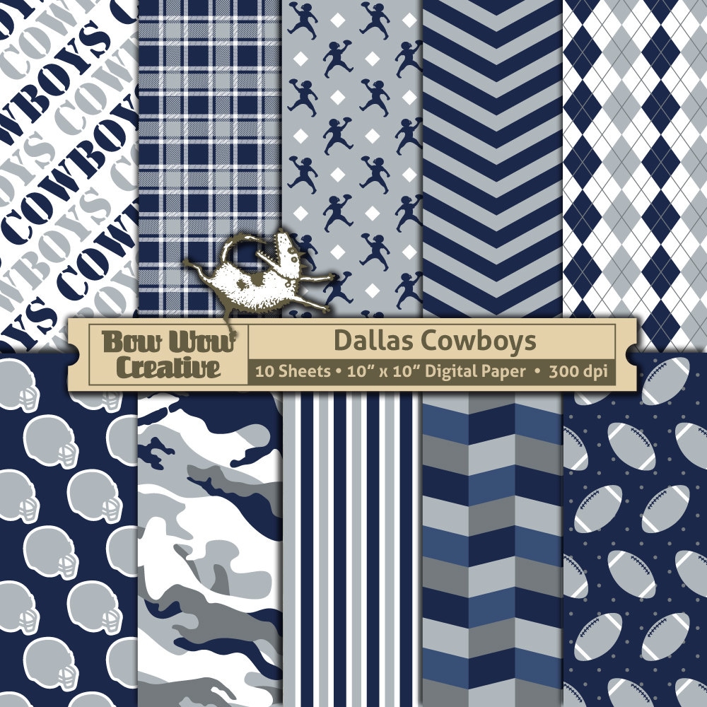 10 Dallas Cowboys Pattern Digital Papers for Scrapbooking