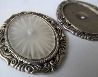 Vintage Camphor Glass With Silver Setting