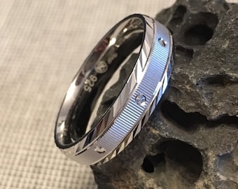 Band Ring 925 silver, Custom Name Ring, Personalised Ring, Wedding ring, Young Ring, Man Ring, Couple Ring. Modern Ring "Thay 1129"