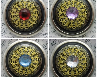 Birthstone pocket mirror with protective pouch - round compact mirror gift - embellished birthstone gifts - pocket gift for friends