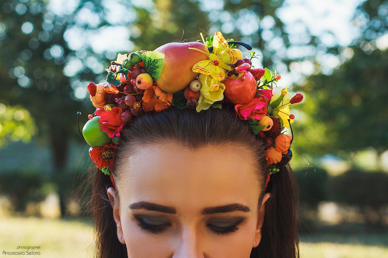 Fruit headpiece Fall harvest crown Fruit headband Fairy fruit