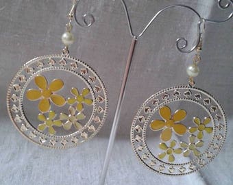 Earrings "Golden and yellow flowers"