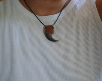 GENUINE LEATHER WITH BEAR CLAW PENDANT