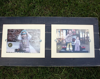 Distressed Picture Frame, College Frame, Double 5x7 Frame, Rustic Picture Frame, Black Frames