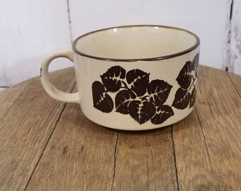 Vintage Coffee Mug, Vintage Floral Coffee Mug, Vintage Coffee Cup, Vintage Floral Coffee Cup, White and Brown Floral Mug, Retro Coffee Mug