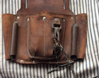 VINTAGE LEATHER TOOLBELT, pouch, fannypack, festival gear, channelock, inc