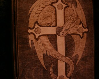 Wooden Handmade Ring Binder Folder, FREE UK SHIPPING, Dragon, Gift, Folder with dragon, Birthday gift for him, Birthday gift for her