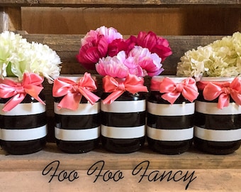 pink black and white weddings