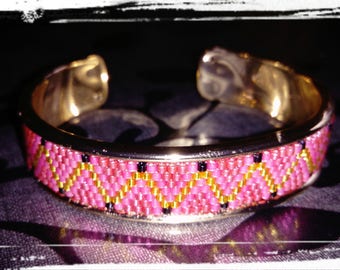 Pink and yellow Bangle Bracelet