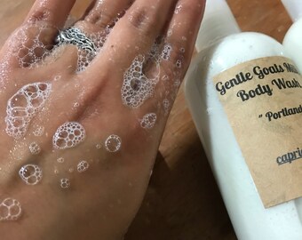 8 oz Goats Milk + Shea Butter shower gel body wash | zero sulfates | paraben free gentle cleansing