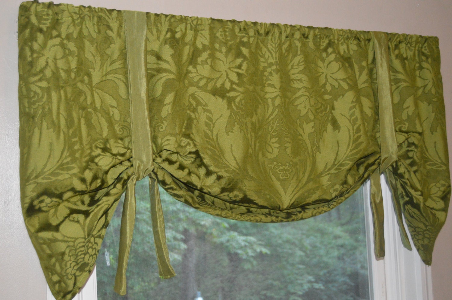 Window Treatment Tie Up Valance Green Window Valance Olive