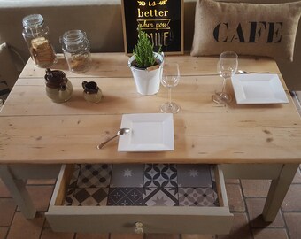 SOLD - Low aged weathered wood style vintage and upcycled Table'