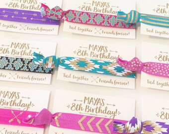 Boho Birthday Party Hair Tie Favors | Personalized Birthday Hair Tie Favors, Bohemian Arrow Hair Tie Favors, Teen Tween Girl Birthday Favor