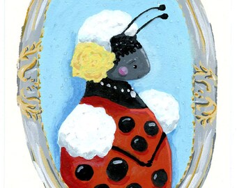 Ladybug Portrait, original ACEO