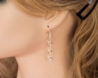 Sterling Silver Earrings, Sterling Silver Dangle Earrings, Long Drop Earrings, Long Silver Earrings, .925 Silver Earrings